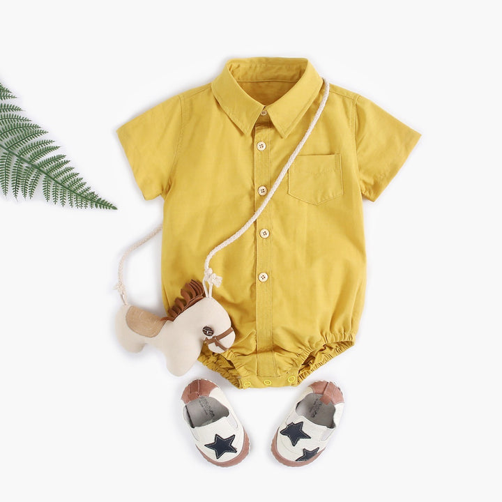 Bebek giysileri erkekler bebek gömlek yenidoğan pamuk kısa kollu