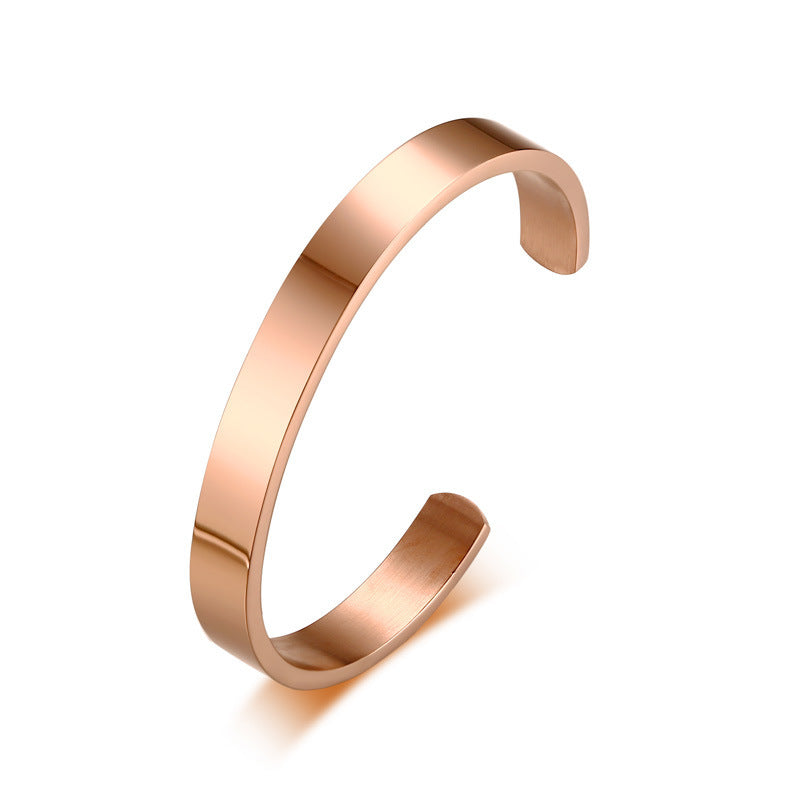Aangepaste lasergravure Glad roestvrij staal Fine Bangle sieraden C-vormige armband