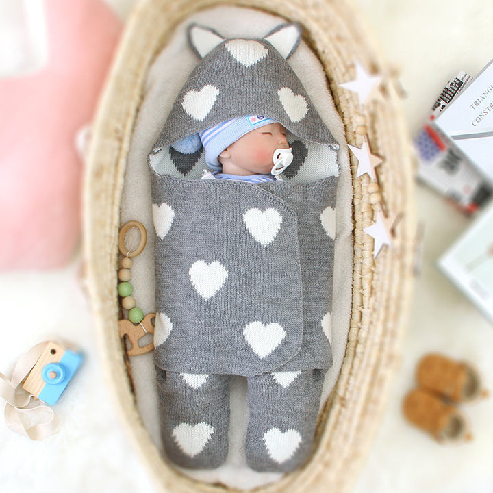 Nyfödd solid färg kärlek sovsäck filt lindad baby sovsäck