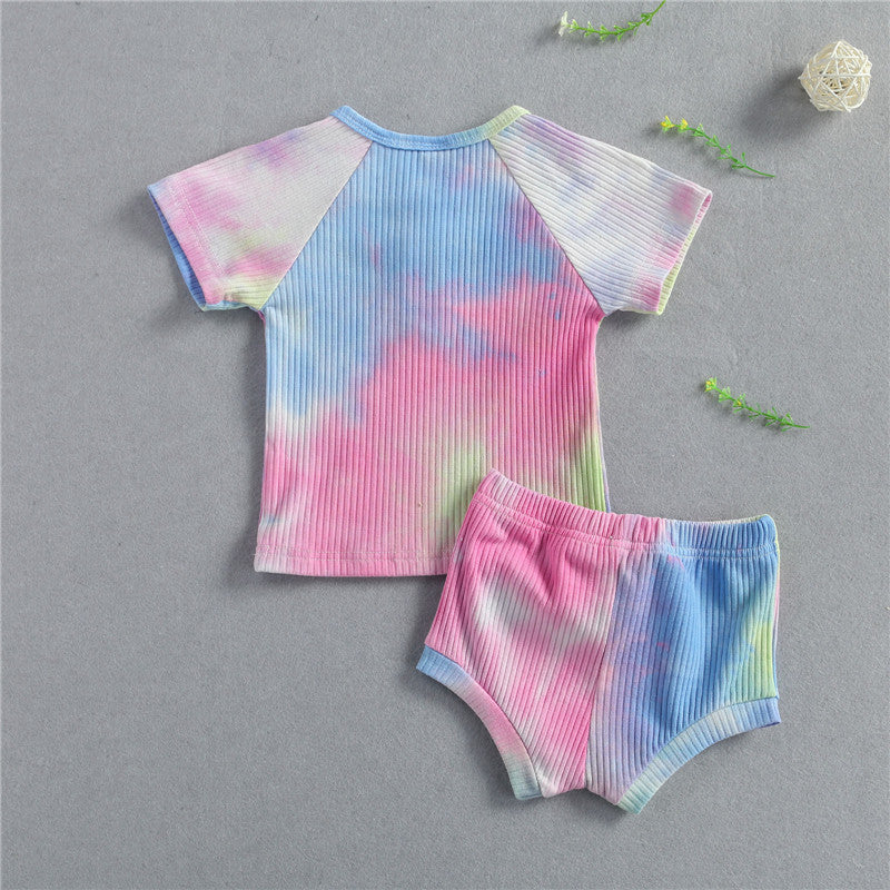 Baby summer corbata teñida de ropa para niños pequeños de niñas tejidas sho