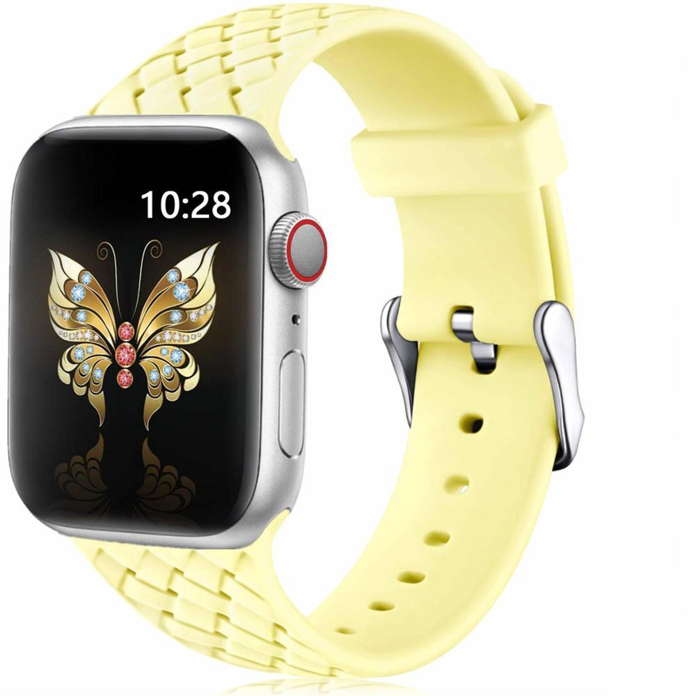 Geschikt voor Apple Watch 5 4 Gevlochten siliconen band vierkante gesp riem