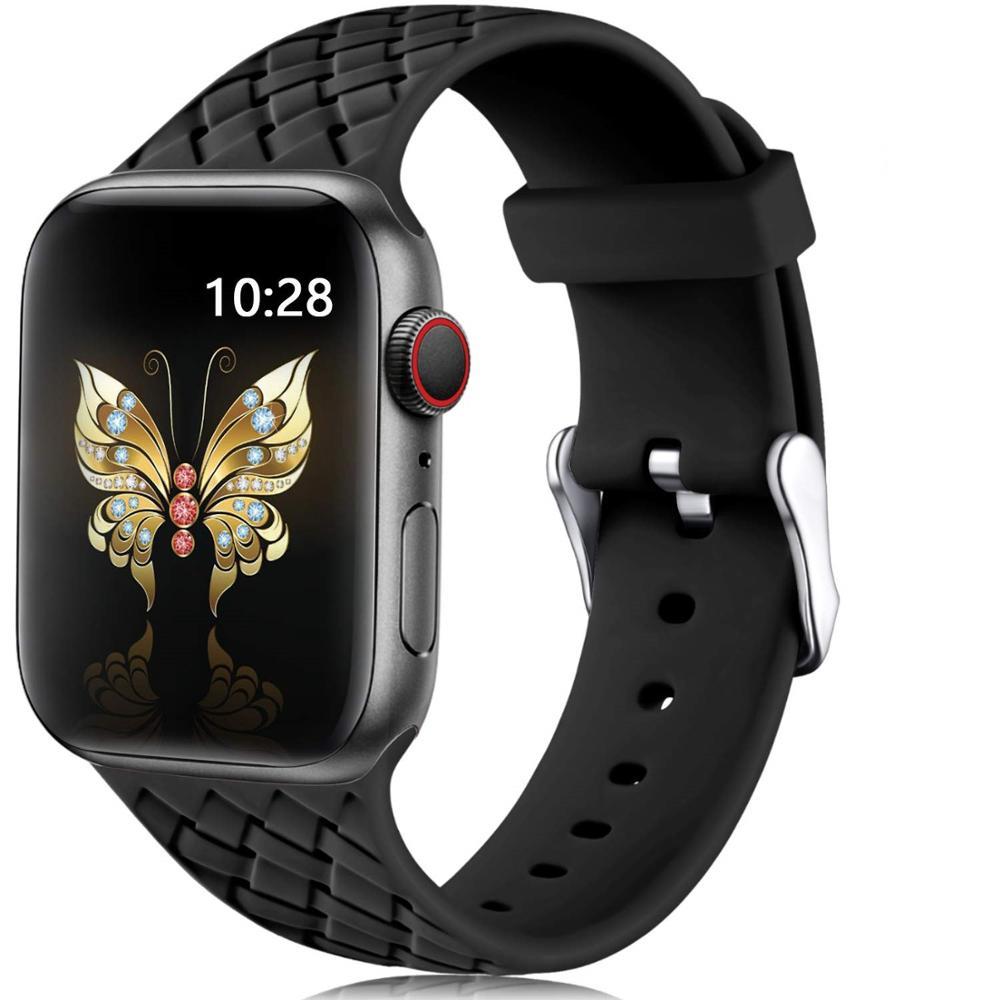 Convient pour Apple Watch 5 4 Bandonnée de boucle carrée en silicone tressée