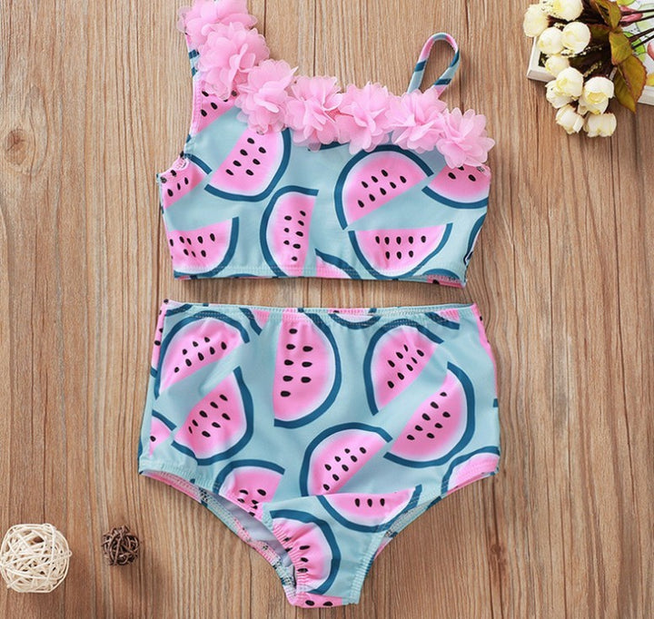 Summer traje de baño niña pequeña para bebés damas bikini set estampado de frutas