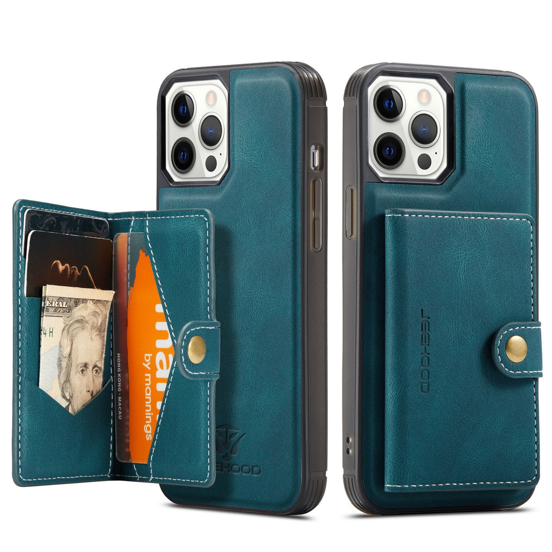 Foneeretro magnetische absorberende split-kaartkast telefoonhoesje telefoonkaartje flip protective cover