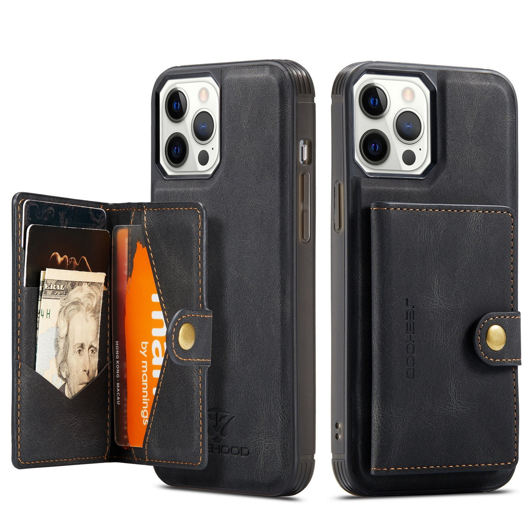 Foneeretro magnetische absorberende split-kaartkast telefoonhoesje telefoonkaartje flip protective cover