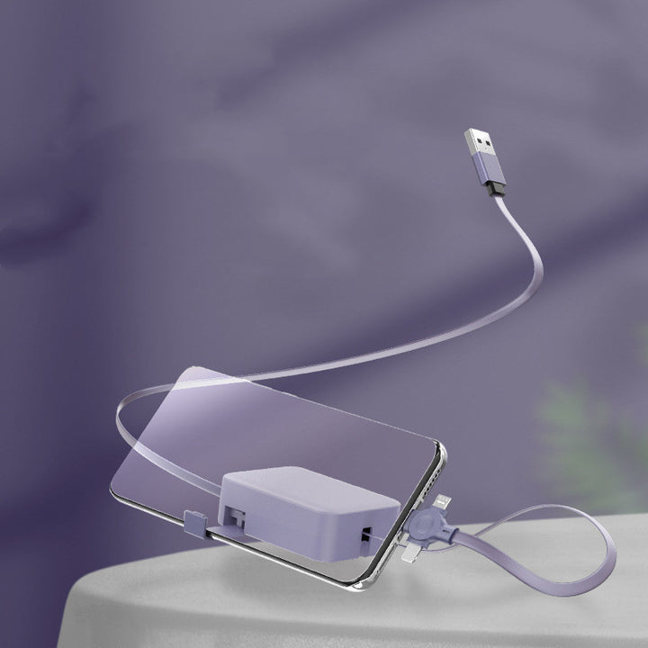 4 в 1 прибиращ се USB кабел Creative Macaron Тип C Микро кабел за i Телефон с телефонна стойка за зареждане на данни за съхранение на кабелни линии