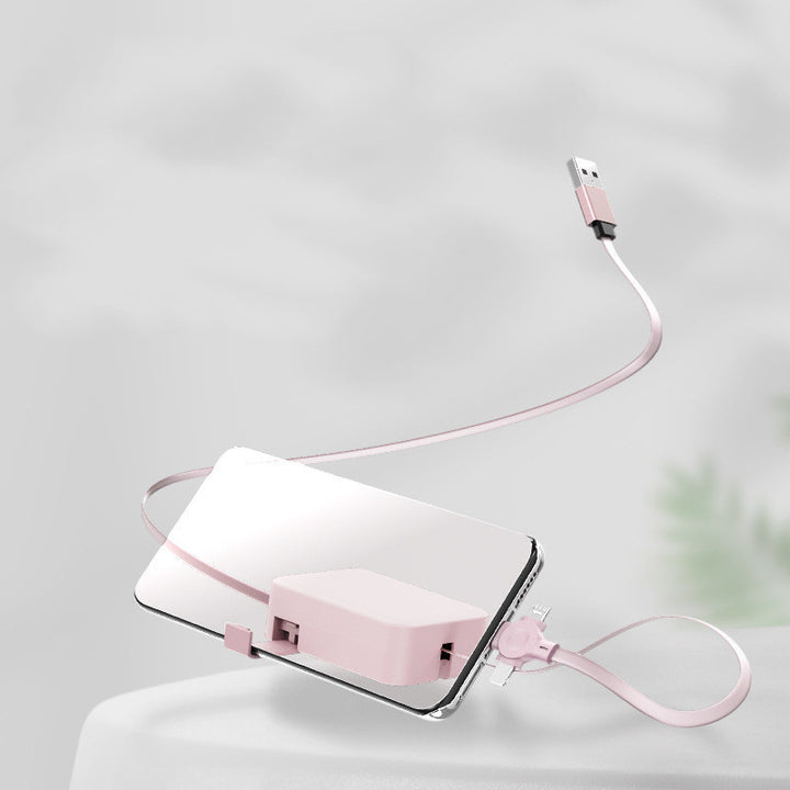 4 in 1 sisäänvedettävä USB -kaapeli Creative Macaron Type C -Mikrokaapeli puhelimella puhelintelineen lataustietokaapelilinjan säilytyslaatikko