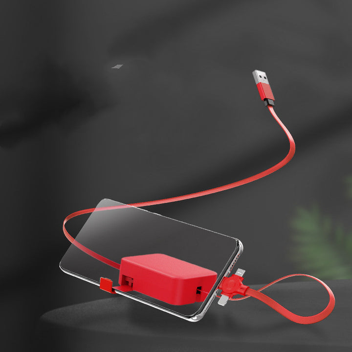 4 in 1 sisäänvedettävä USB -kaapeli Creative Macaron Type C -Mikrokaapeli puhelimella puhelintelineen lataustietokaapelilinjan säilytyslaatikko