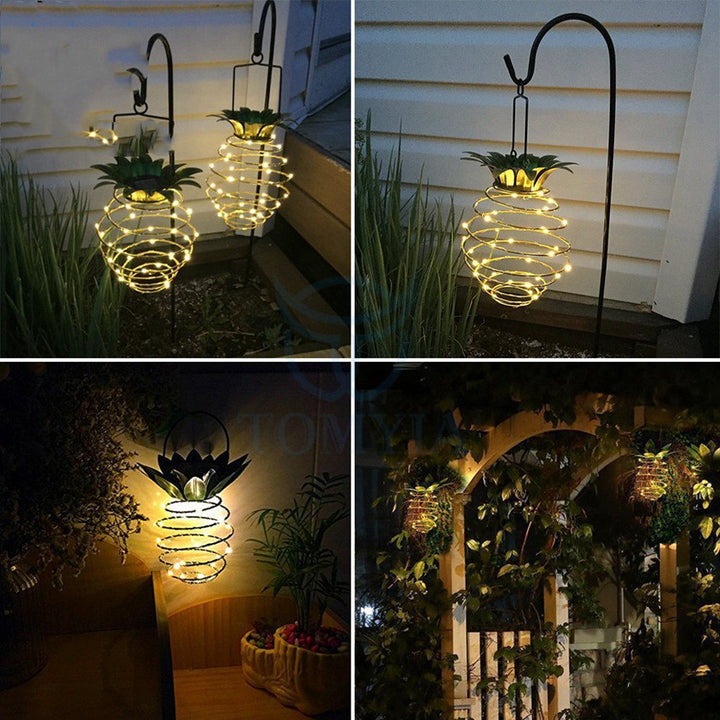 Luzes solares de abacaxi de abacaxi ao ar livre luzes de luz penduradas luzes de fadas de fada LED de fada quente decoração