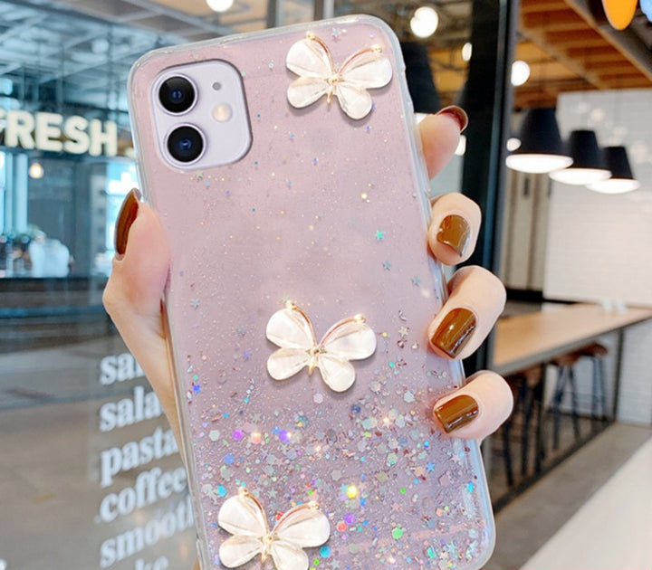 Compatible with Apple, Compatible with Apple , Ins Wind Glitter Butterfly Suitable For Iphone Case