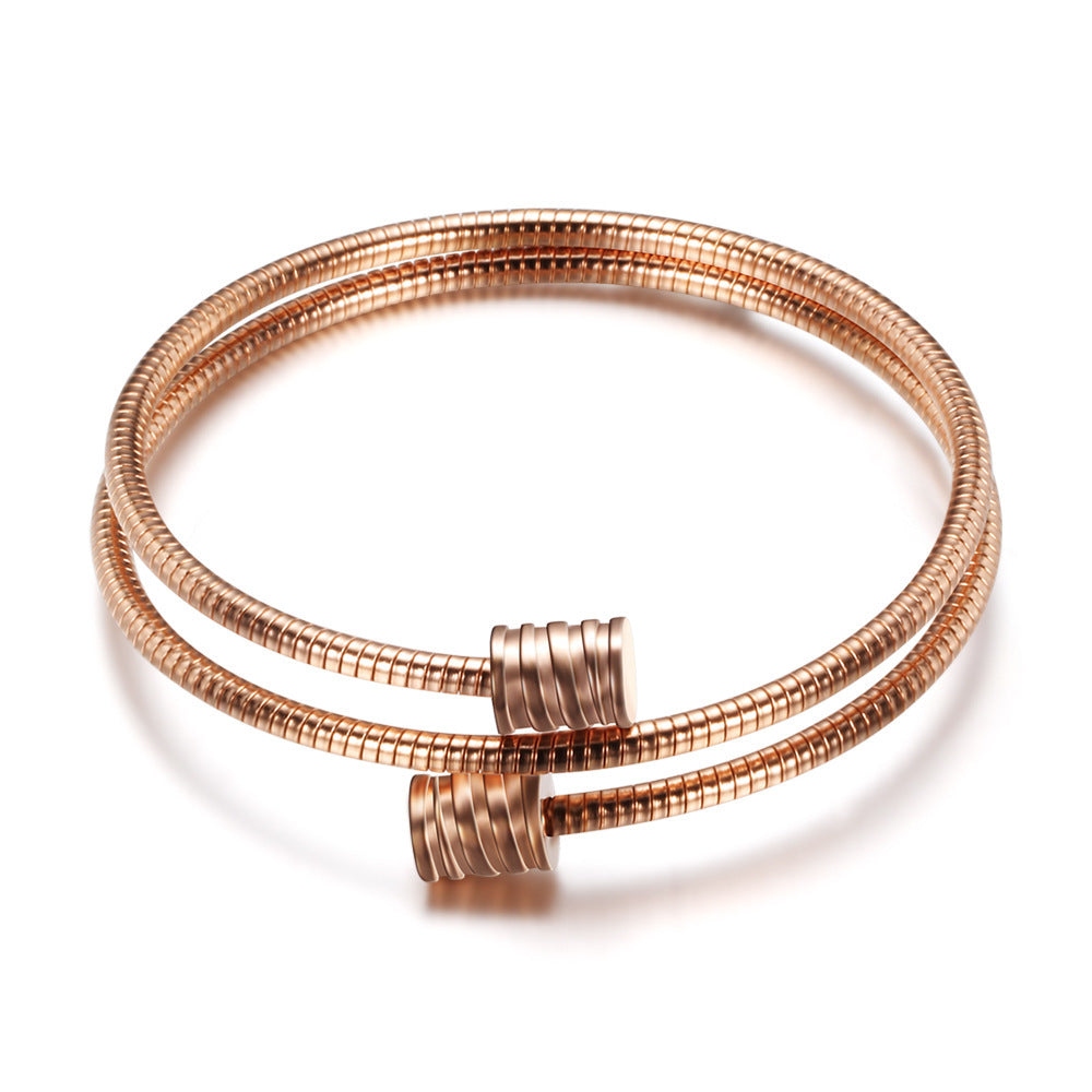 Titanium Steel Four-Color Bracelet Bracelet, Stainless Steel Wire Beaded Bracelet