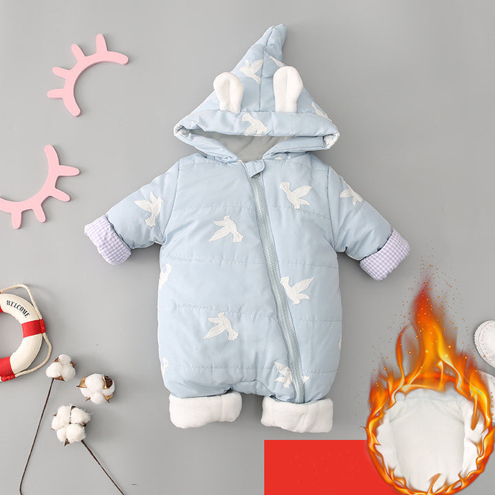 Дрехи от едно парче, зимни гъсти прегръщащи дрехи, зимни дрехи, новородени памучни облекла, бебешки мъже, които излизат от дрехи