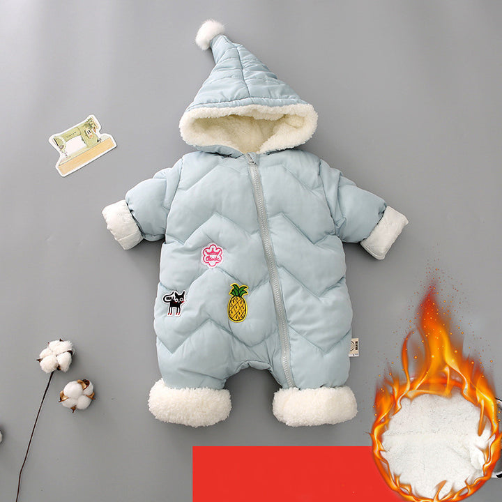 Дрехи от едно парче, зимни гъсти прегръщащи дрехи, зимни дрехи, новородени памучни облекла, бебешки мъже, които излизат от дрехи