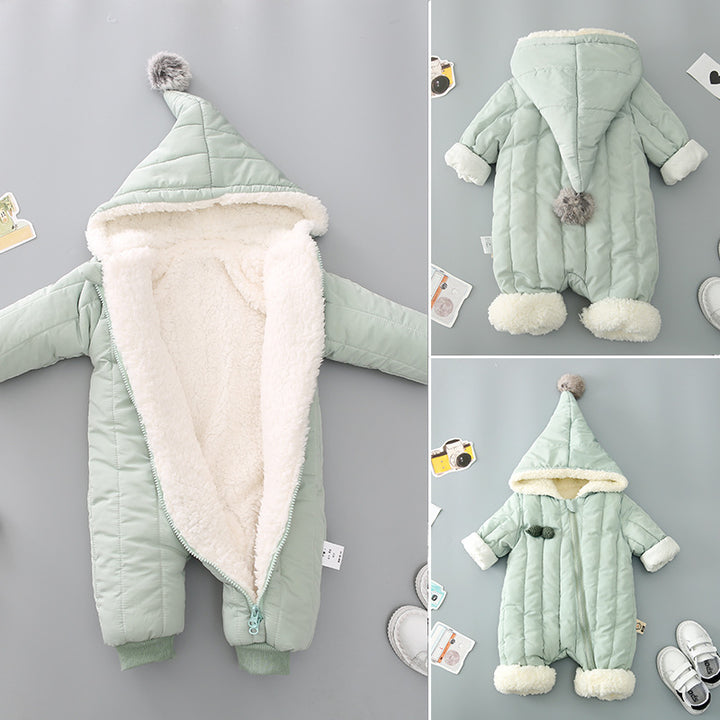 Kleding uit één stuk, winterdikke knuffelkleding, winterkleding, pasgeborene met watten met watten gevormde kleren, babyheren gaan uitkleren