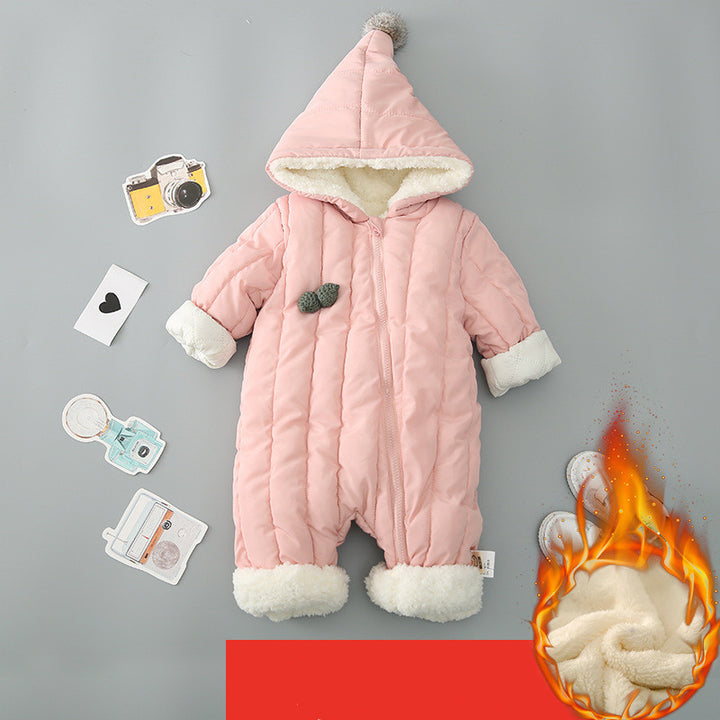 Kleding uit één stuk, winterdikke knuffelkleding, winterkleding, pasgeborene met watten met watten gevormde kleren, babyheren gaan uitkleren