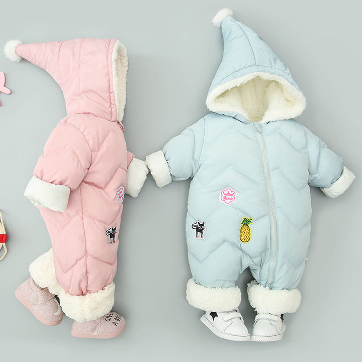 Kleding uit één stuk, winterdikke knuffelkleding, winterkleding, pasgeborene met watten met watten gevormde kleren, babyheren gaan uitkleren