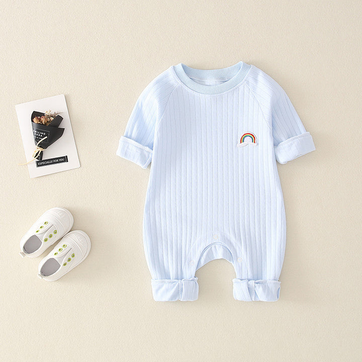 Modieuze en eenvoudige regenboog baby jumpsuit