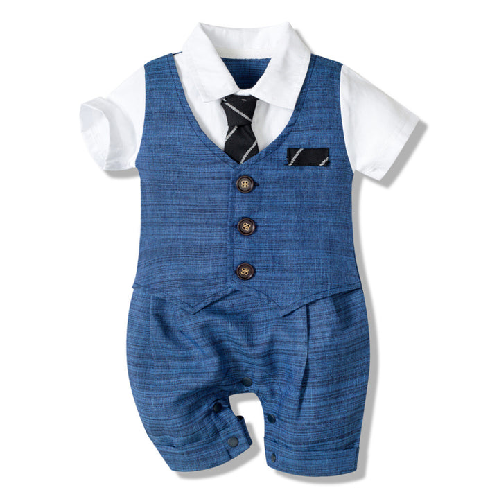 Nyári új kisfiú Jumpsuit Fiúk Gentleman Baby Childros Ruházat