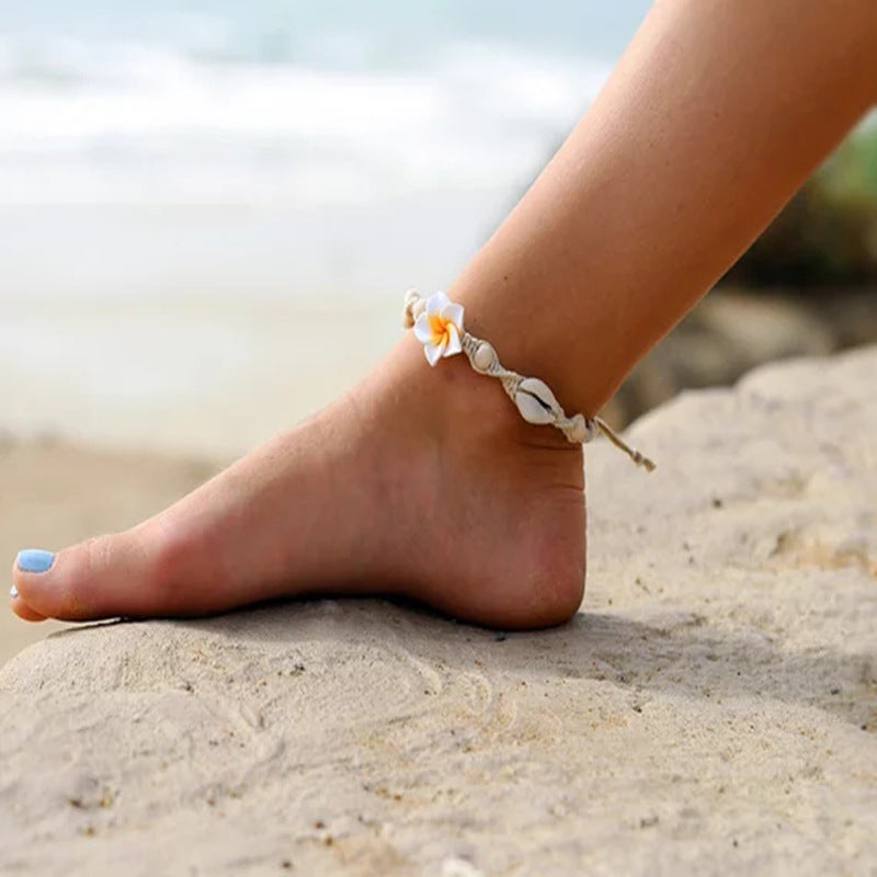 Pulsera descalza de la playa Tobillo de tobillo de concha para mujeres joyas de pie