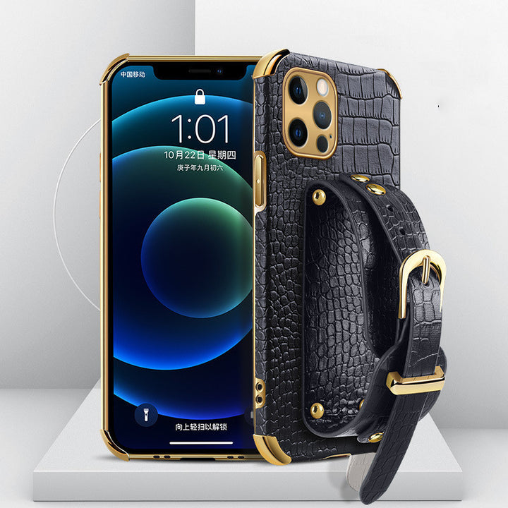 Téléphone de téléphone portable Platage de bracelet bracelet Crocodile Skin pour Apple