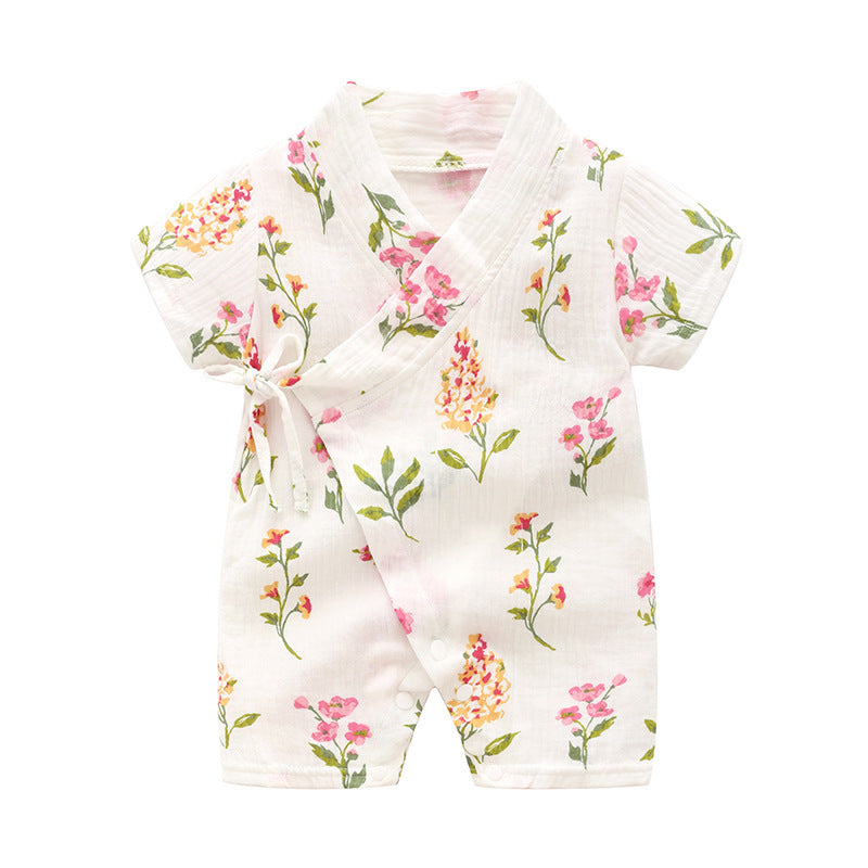 Macacão de bebê, macacão Kimono de manga curta, uma peça de uma peça impressa e respirável, com qualidade de classe A, classe A, classe A