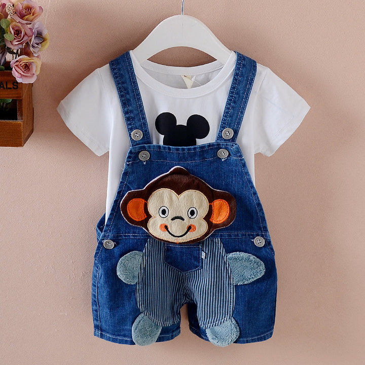 Broek kinderjumpsuit baby bretels denim shorts mannen en vrouwen