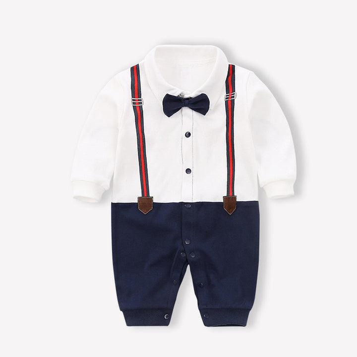 Baby Bodysuit Frühling und Herbst Babyhüte Kletteranzug Langarm Neugeborene Gentleman -Kleidung