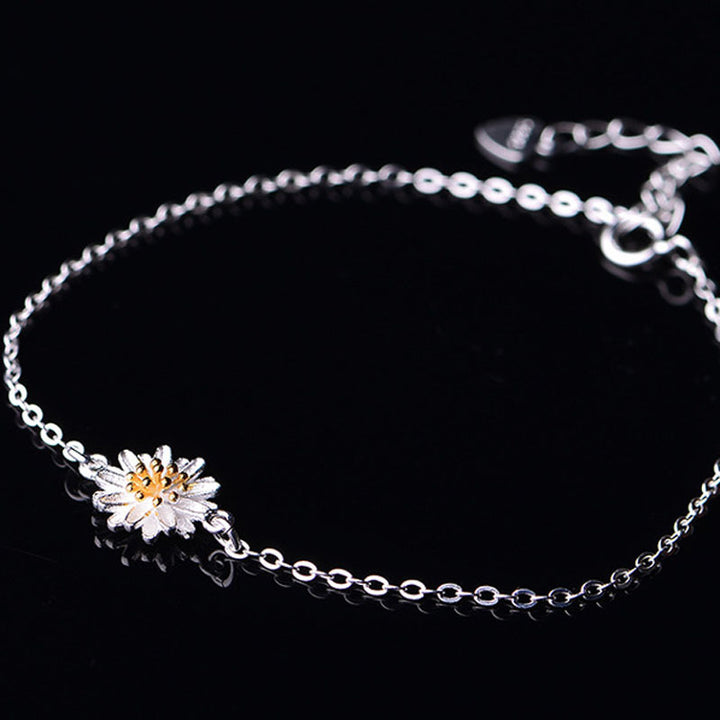 Imitație Brățară de argint Chrysantem clasic și brățară de margarete
