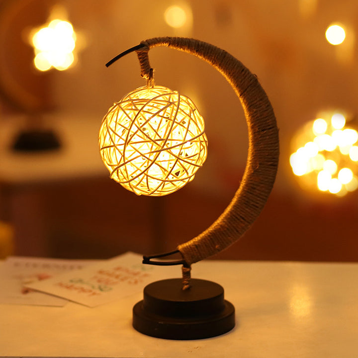 Led Moon Light Smeedijzeren ornament Lichte Star Vorm Koperdraad Licht Decoratief licht USB -batterij