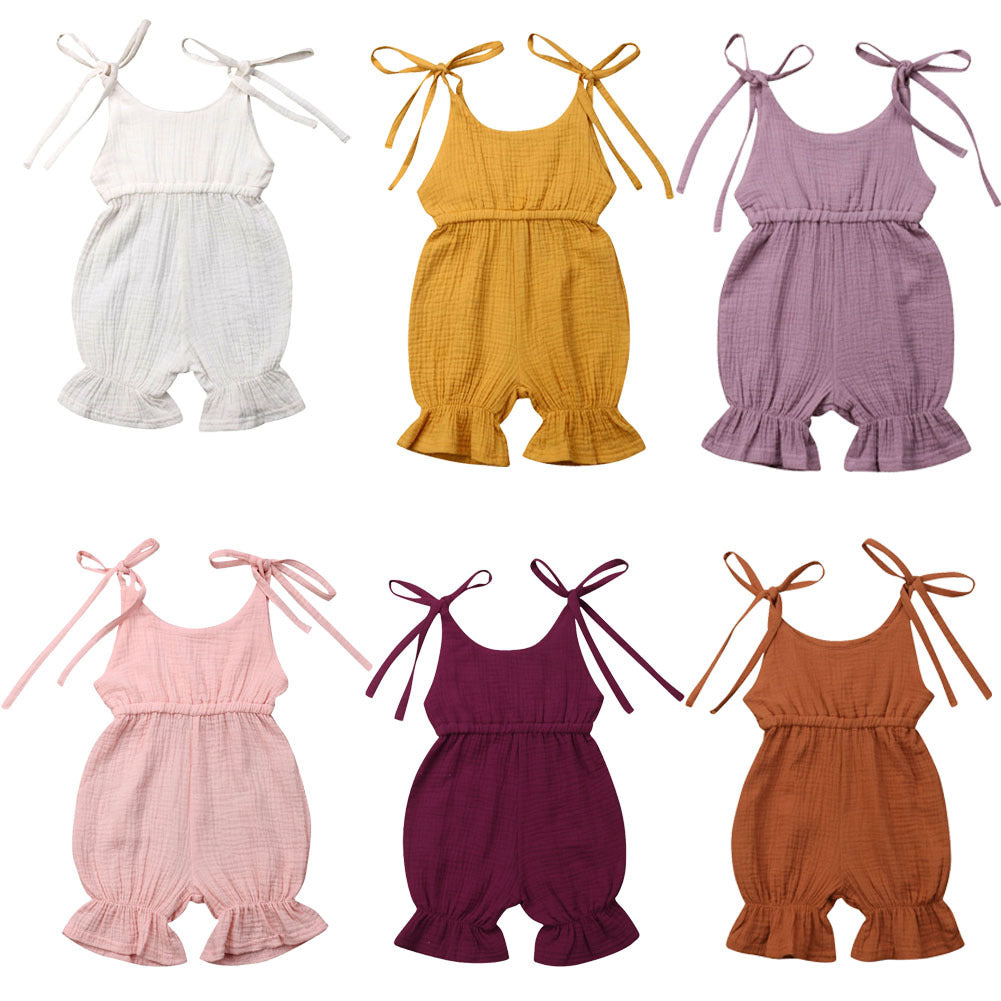 Yeni gelenler yeni doğan bebek bebek kızlar kolsuz katı romper tulum kıyafeti