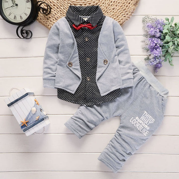 Ny design småbarn pojkar avslappnad kostym set pojkar kläder set tryckt kostym spädbarn barn klädset