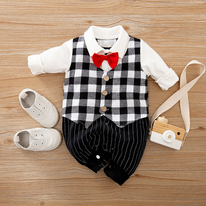 Baby Jumpsuit Spring and Autumn Models Foreign Trade Gentleman Baby Clothes Long-Peided Baby Clothes Baby Clothes