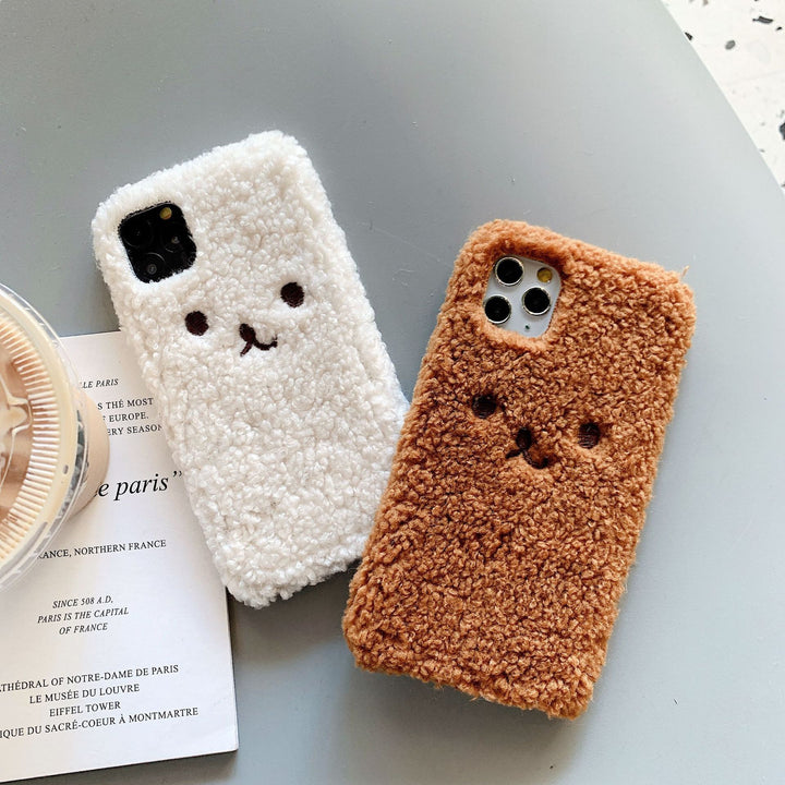 Embroidery Plush Cartoon Bear Phone Case