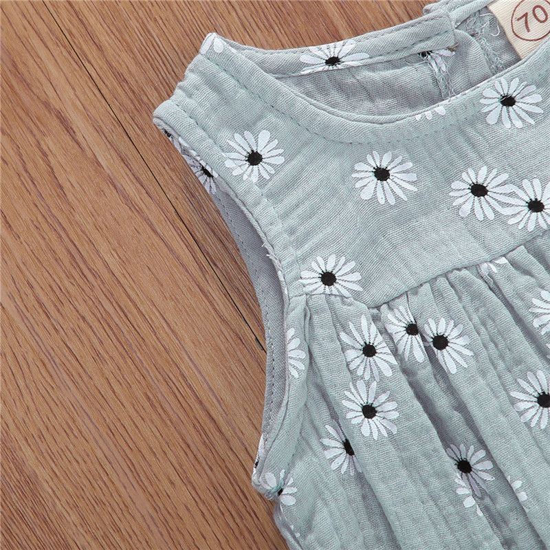 Katoenen linnen romper babymeisjes mouwloze bloemen