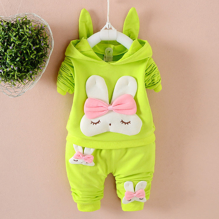 Toddler Girls giyim kıyafeti 2 adet uzun kollu kapüşonlu sweatshirt pantolon kıyafetleri set 9 24 ay