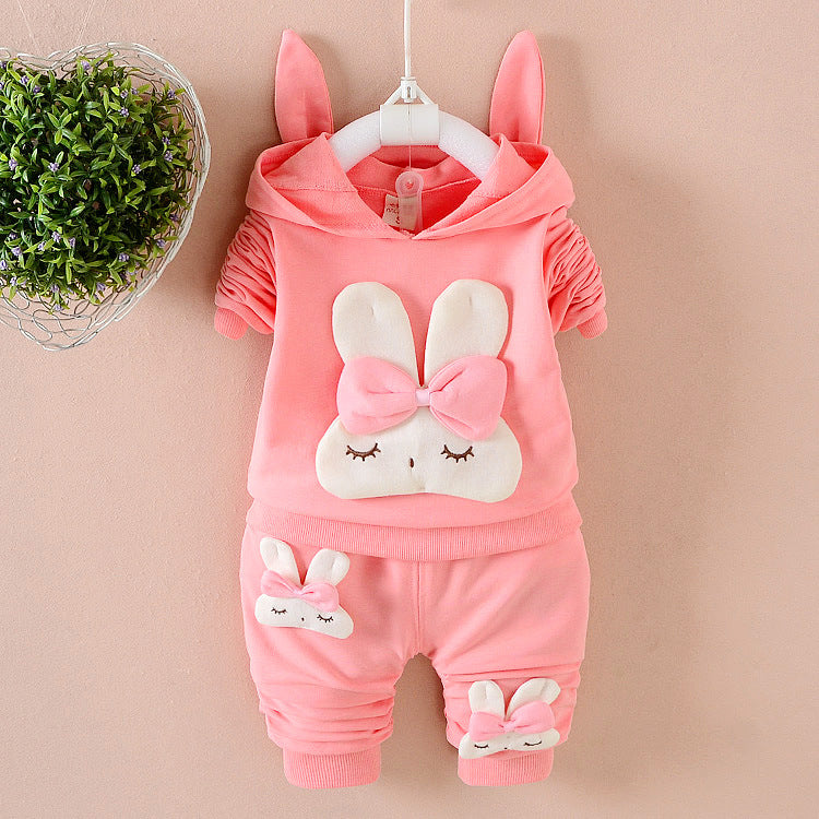 Toddler Girls giyim kıyafeti 2 adet uzun kollu kapüşonlu sweatshirt pantolon kıyafetleri set 9 24 ay