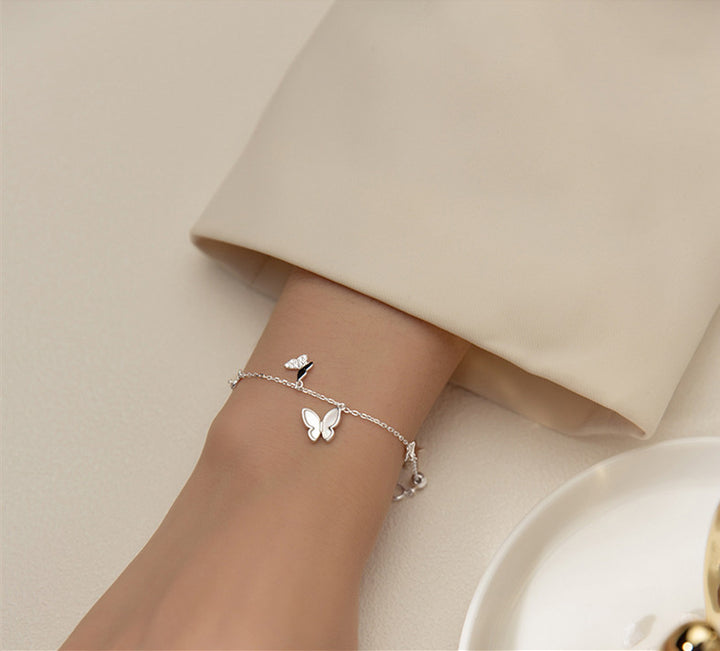Mloveacc Shell Butterfly Handmade Charm Bracelets Girls Rose Gold Gifts For Women 925 Sterling Silver Jewelry Female Chain