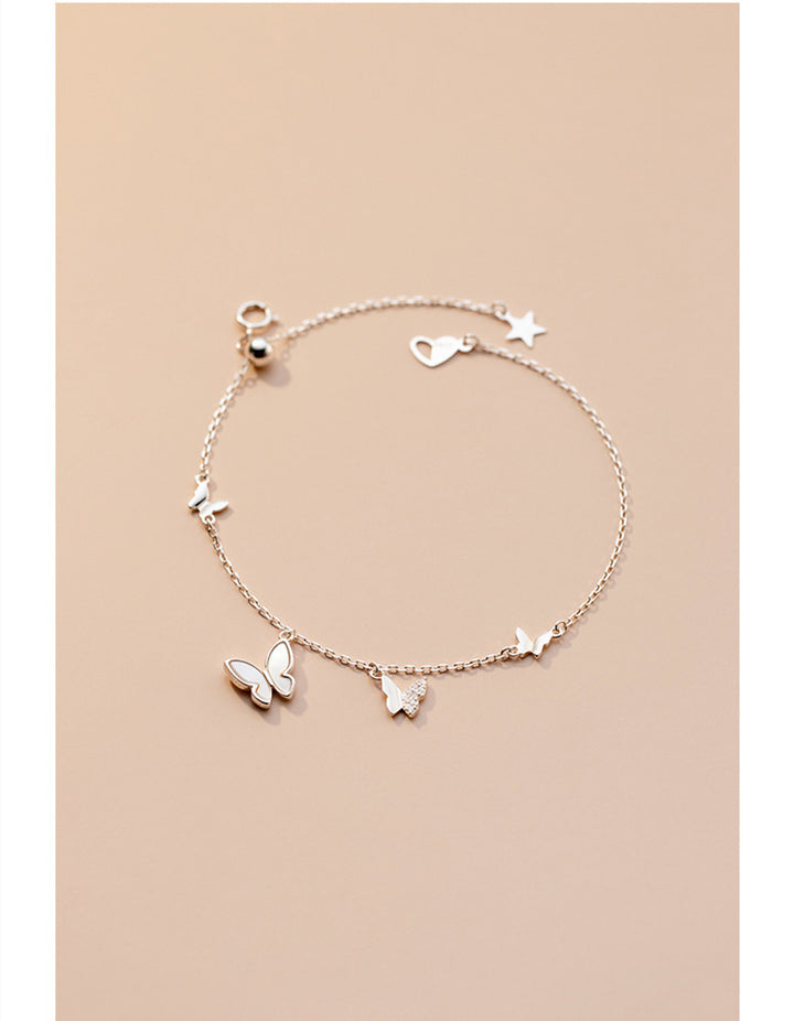 MLOVEACAC Shell Butterfly Handmade Charm Bracelets Girls Rose Gold Gifts For Women 925 Bijoux en argent sterling chaîne féminine