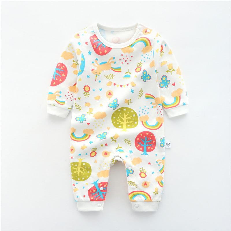 Baby Jumpsuit Spring and Autumn Cotton Baby Romper Romper Langmermet tynne våren Babyklær Veske Fart Klær Vårklær