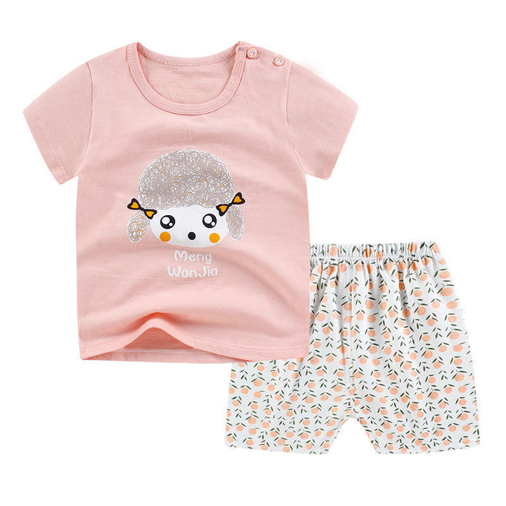 夏の幼児の新生児男の子の服の子供の服セット女の子のためのTシャツショーツ2PCS衣装綿カジュアル服