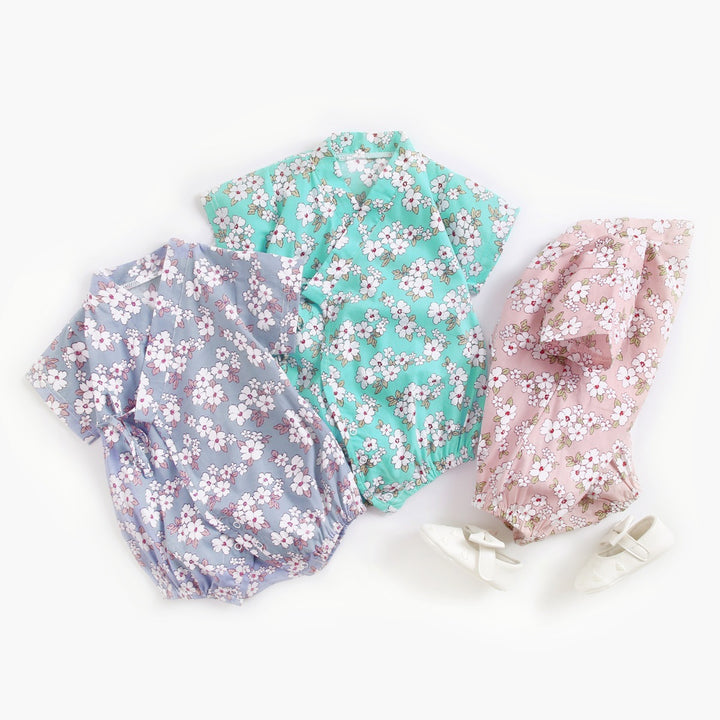 Бебешки дрехи Лятни бебешки онези флорални привързани ретро японска чанта Yukata Fart дрехи