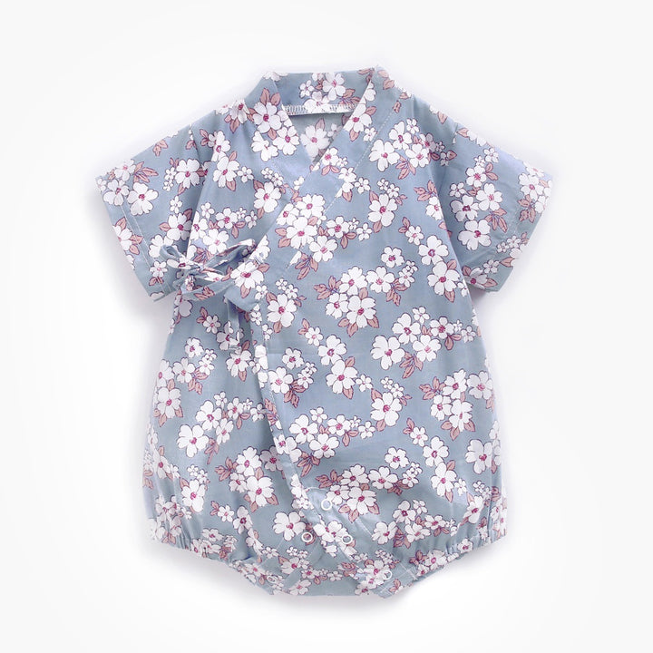 Babykleidung Sommer Baby Onesies Blumenschnallpacks Retro Japaner Yukata -Tasche Furz Kleidung