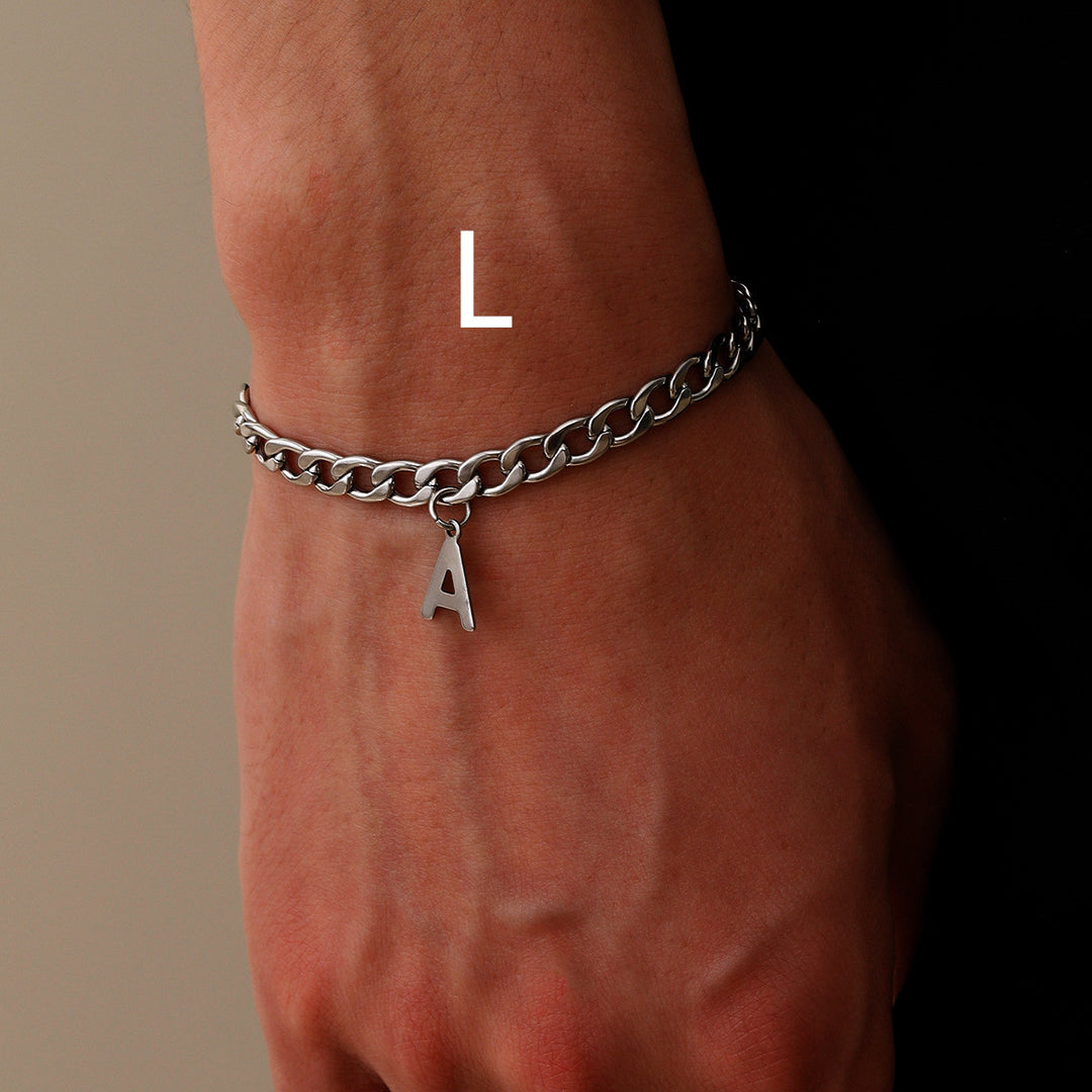 Eenvoudige letter titanium staal armband herenmode