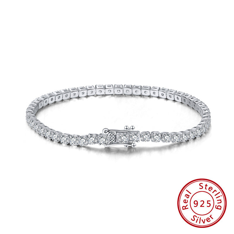 Rinnntin S925 Sterling zilveren enkele rij zirkoon armband Platinum diamant mode sieraden meisjes diamanten armbanden