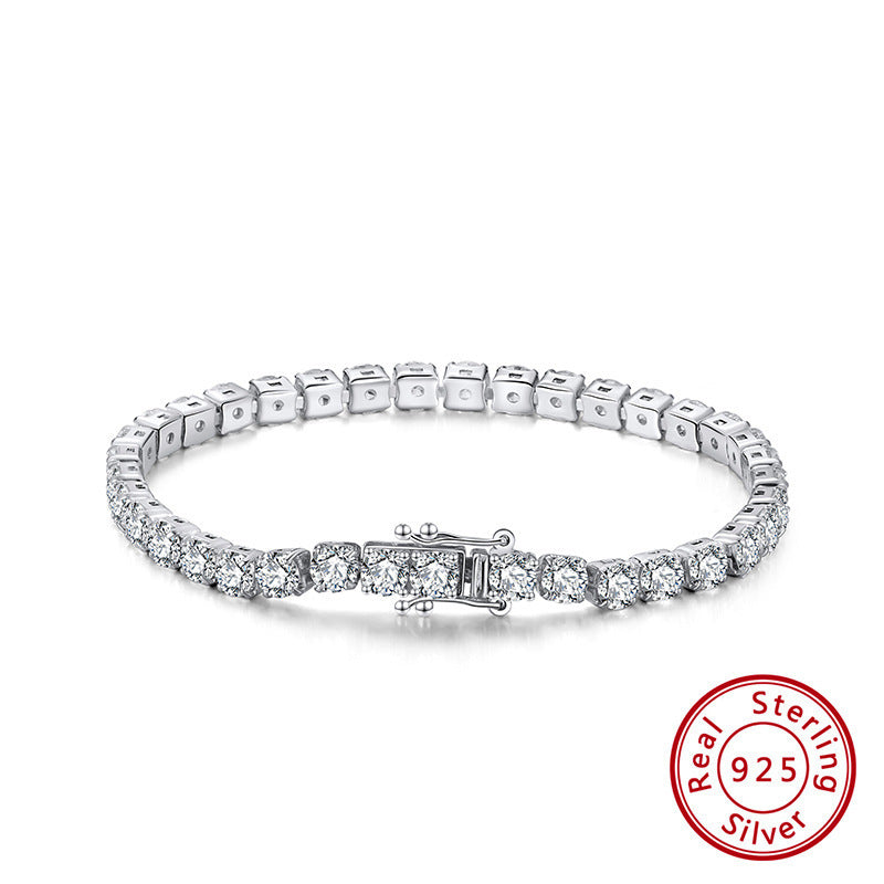 Rinnntin S925 Sterling zilveren enkele rij zirkoon armband Platinum diamant mode sieraden meisjes diamanten armbanden