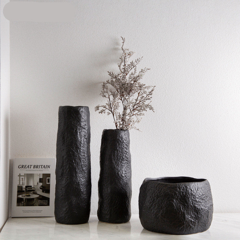 Basit İskandinav el yapımı seramik yaratıcı doğal vazo