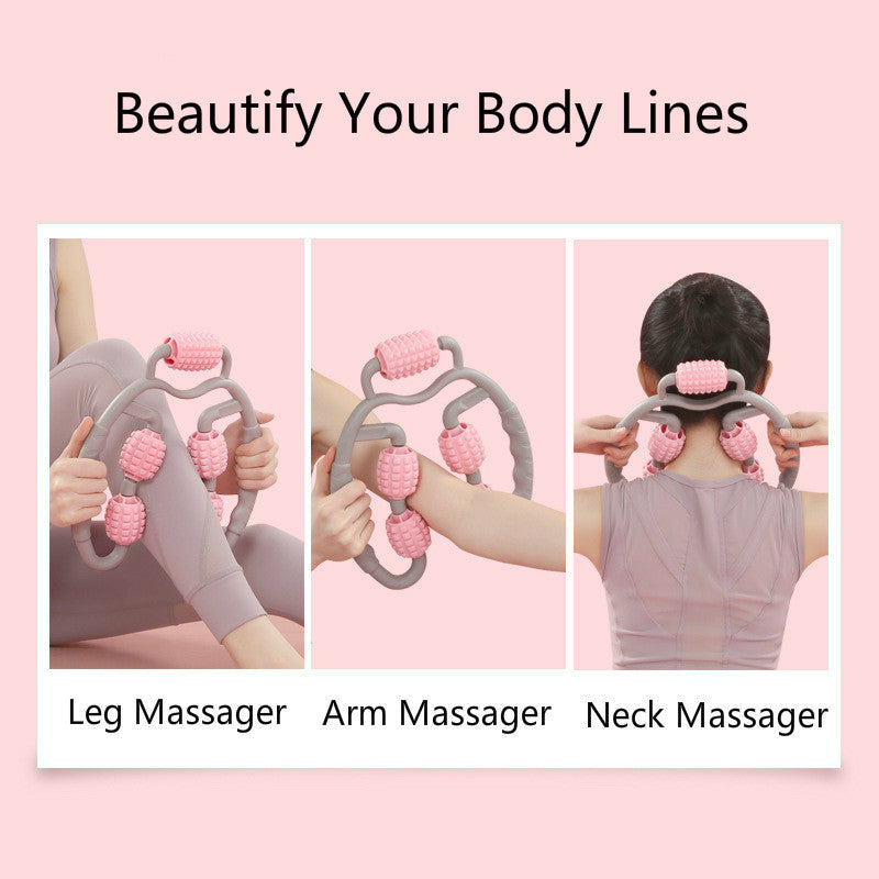 U vorm trigger point massage roller full body massage gereedschap gereedschap armbeen nek spier massager 4 wielen fitnessapparaat voor sport