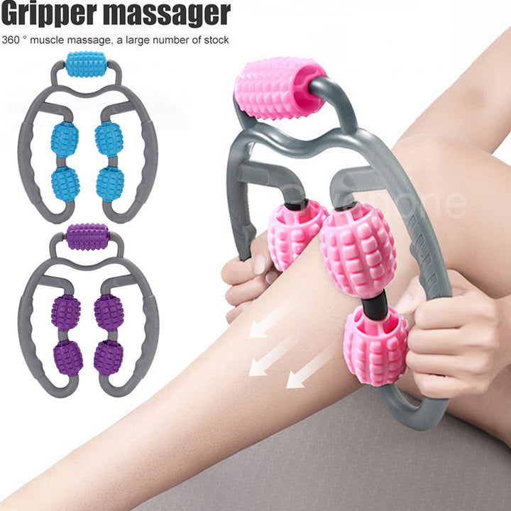 U Form Trigger Point Massage Roller Ganzkörpermassage Werkzeug Arm Bein Hals Muskelmassager 4 Räder Fitnessgerät für Sport