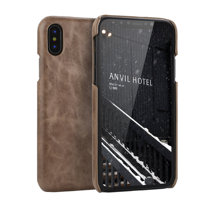 Frosted Top Layer Cowhide Anti-Drop Business Leather Single Bottom Protective Shell