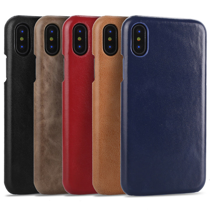 Frosted Top Layer Cowhide Anti-Drop Business Leather Single Bottom Protective Shell